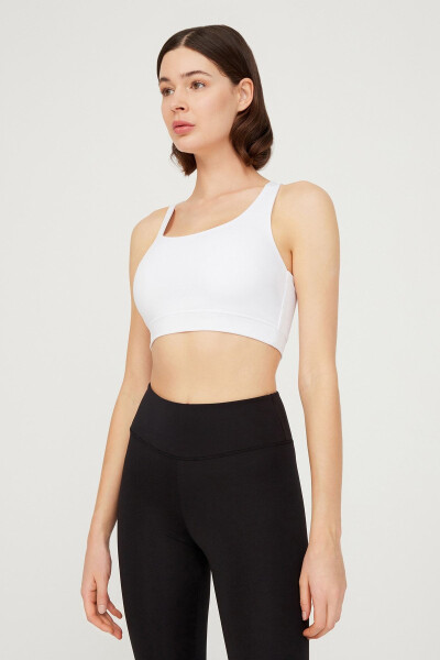 White Lightly Supported Back Detail Padded Sports Bra - 3