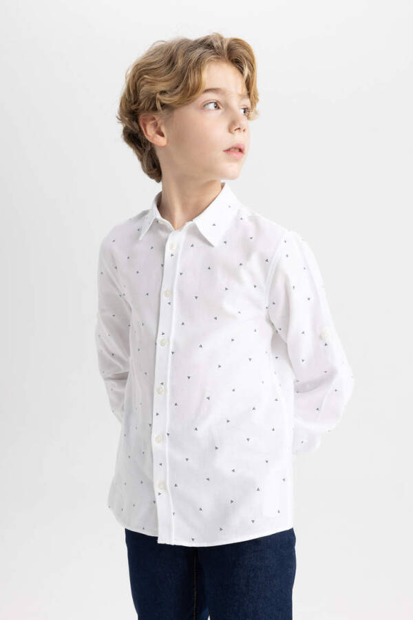 White Long Sleeve Oxford Polo Shirt for Boys - 1