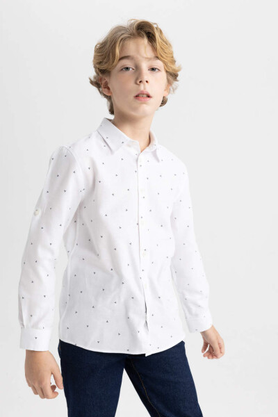 White Long Sleeve Oxford Polo Shirt for Boys - 2