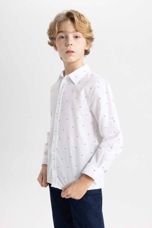 White Long Sleeve Oxford Polo Shirt for Boys - 3