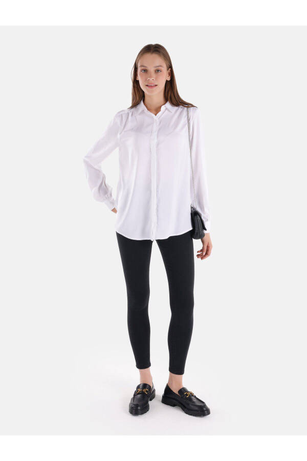 White long sleeve regular fit shirt for women - 4