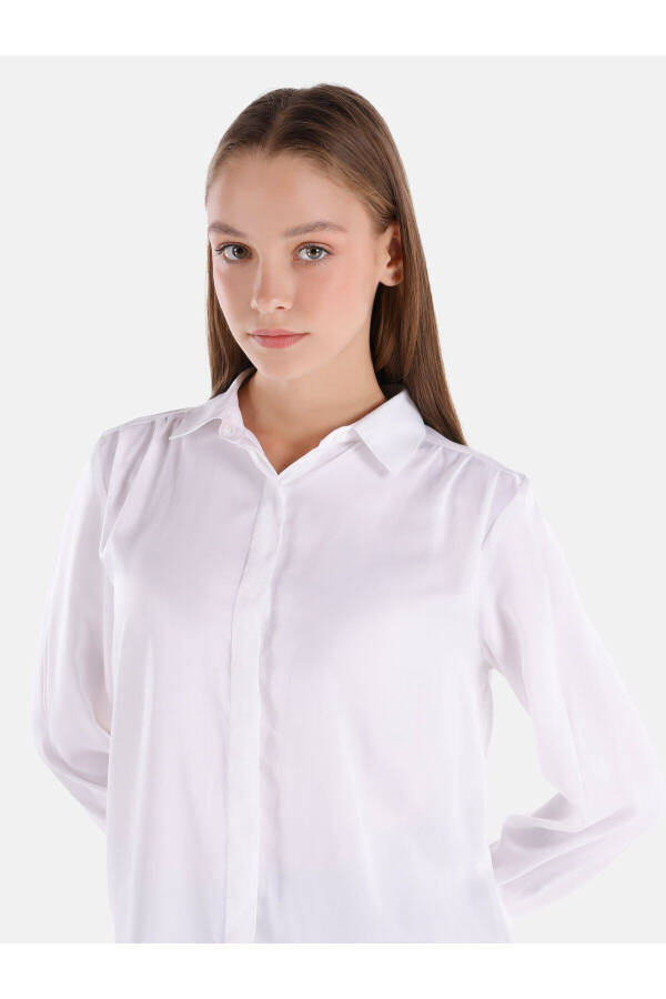 White long sleeve regular fit shirt for women - 5