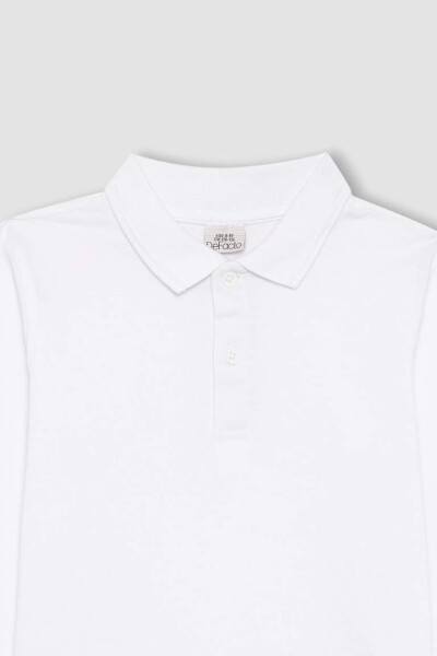 White Long Sleeve School Polo Shirt for Boys - 15