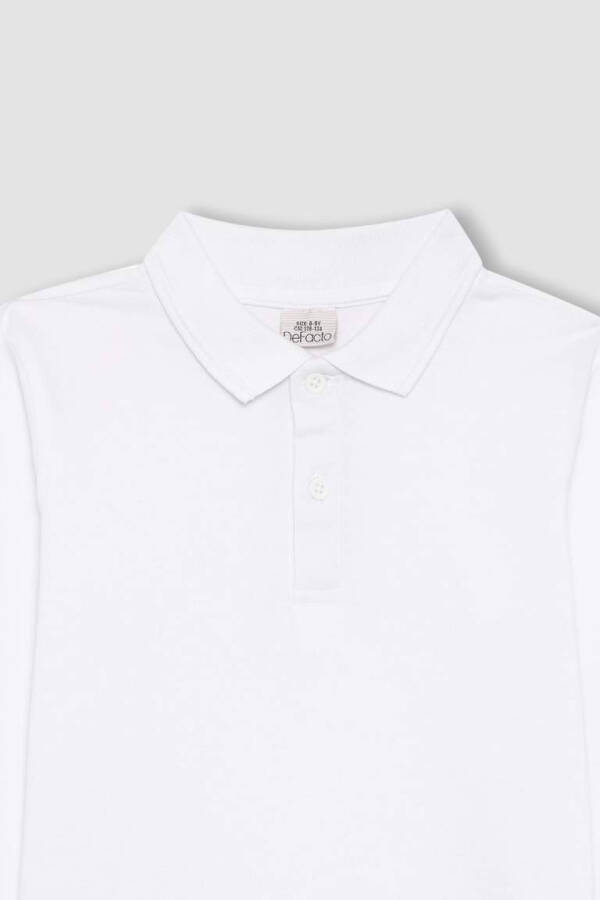 White Long Sleeve School Polo Shirt for Boys - 15