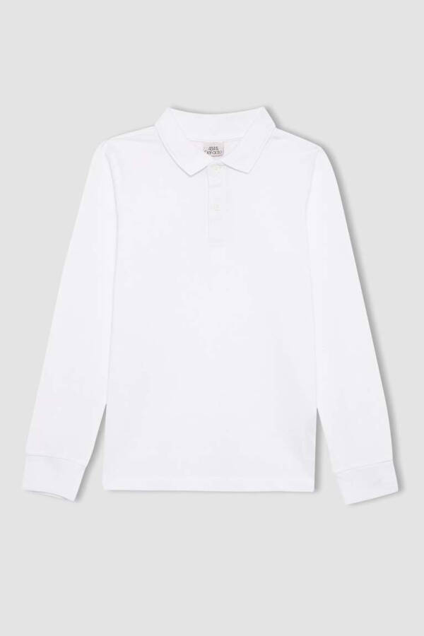 White Long Sleeve School Polo Shirt for Boys - 14