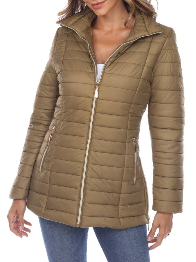 White Mark Women's Zip Up Puffer Coat - 6