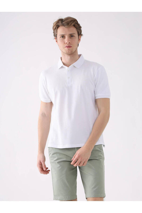 White Men's Slim Fit Polo T-shirt - 1