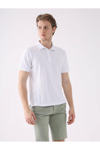 White Men's Slim Fit Polo T-shirt - 3