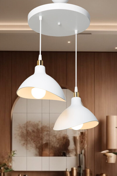 White Pendant Chandelier Bedroom Living Room Kitchen Corridor Lamp - 1