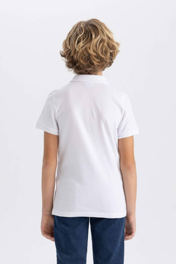 White Piqué Short Sleeve Polo School T-Shirt for Boys - 12