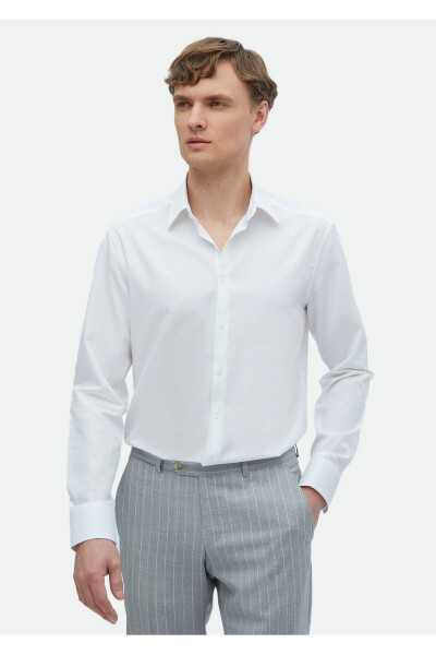 White Plain Regular Fit Woven Classic 100% Cotton Shirt - 1