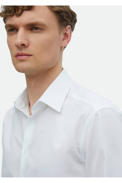 White Plain Regular Fit Woven Classic 100% Cotton Shirt - 4