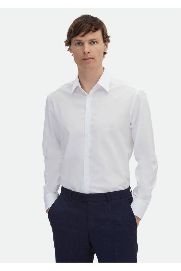 White Plain Regular Fit Woven Classic 100% Cotton Shirt - 1