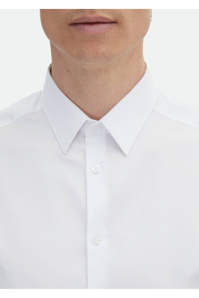 White Plain Super Slim Fit Woven Classic 100% Cotton Shirt - 4