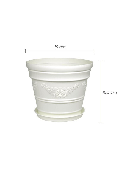 White Pot with Antique Daisy Pattern 3 Liters - 3