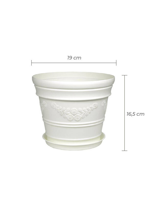 White Pot with Antique Daisy Pattern 3 Liters - 3