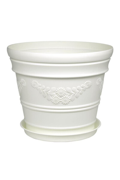 White Pot with Antique Daisy Pattern 3 Liters - 5