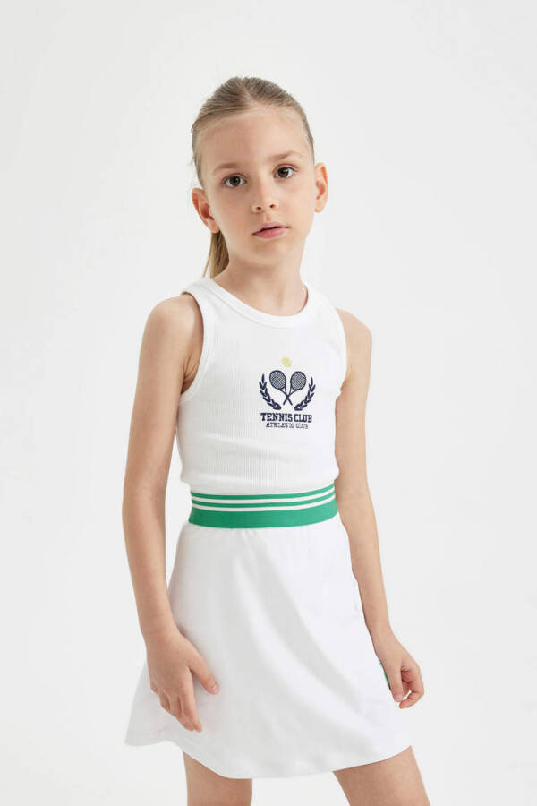 White Printed Tank Top for Girls - 1