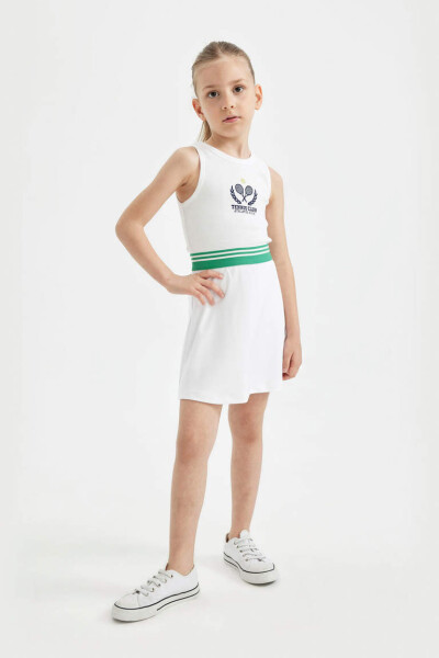 White Printed Tank Top for Girls - 2