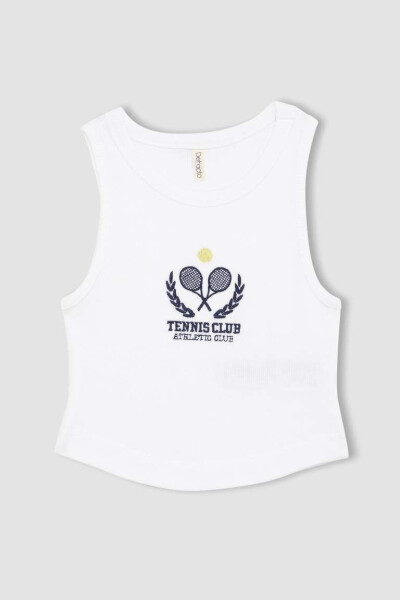 White Printed Tank Top for Girls - 6