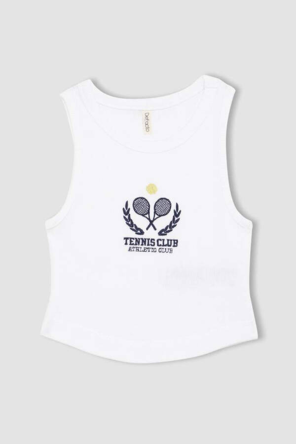 White Printed Tank Top for Girls - 6