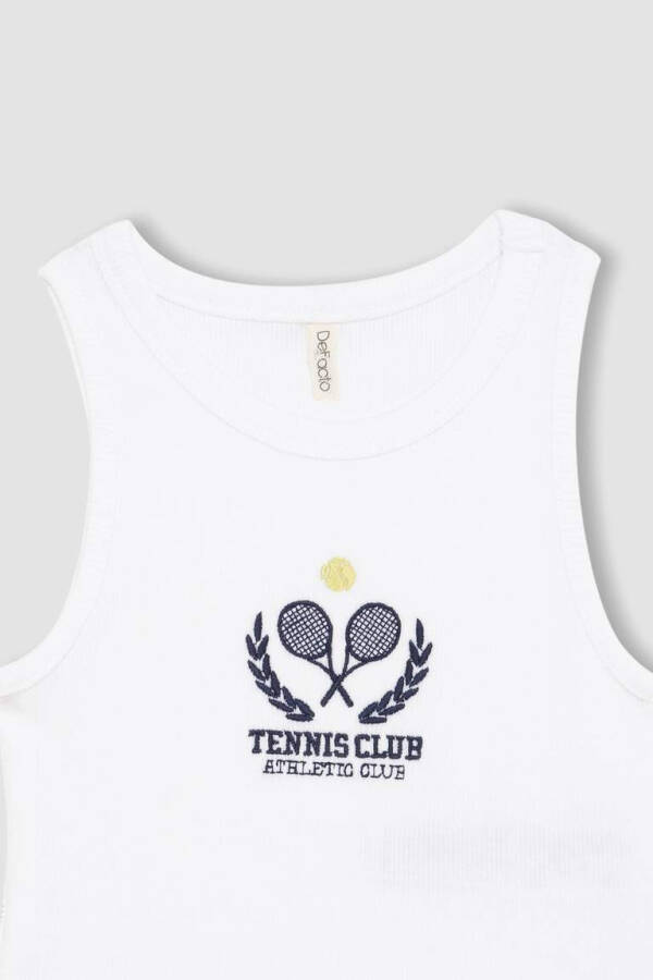 White Printed Tank Top for Girls - 7