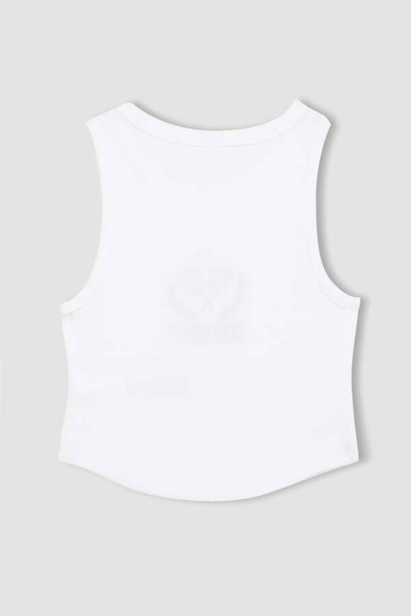 White Printed Tank Top for Girls - 8