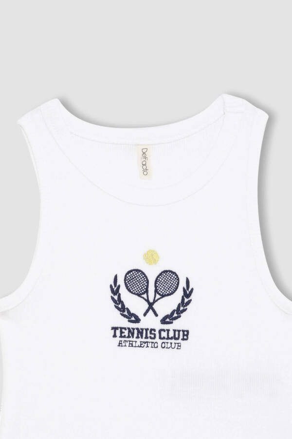 White Printed Tank Top for Girls - 9