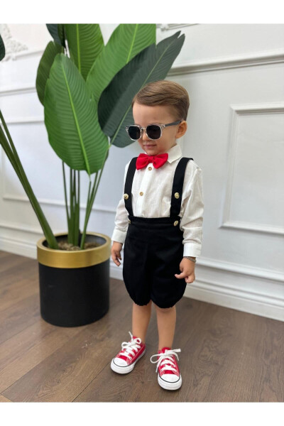 White Shirt and Black Overall (Red Bow Tie Included) Kids and Baby Clothing Gift Set - 4