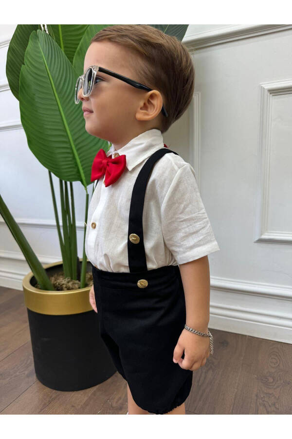 White Shirt and Black Overall (Red Bow Tie Included) Kids and Baby Clothing Gift Set - 7