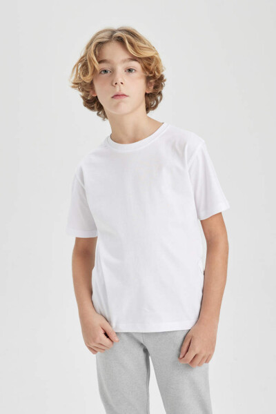 White Short Sleeve Bike Collar T-Shirt for Boys - 9