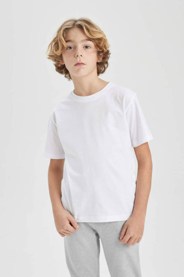 White Short Sleeve Bike Collar T-Shirt for Boys - 9