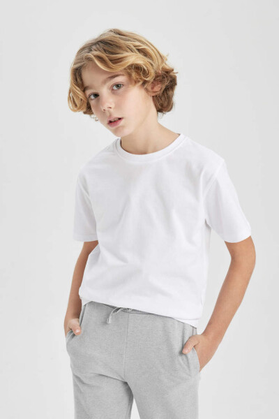 White Short Sleeve Bike Collar T-Shirt for Boys - 11