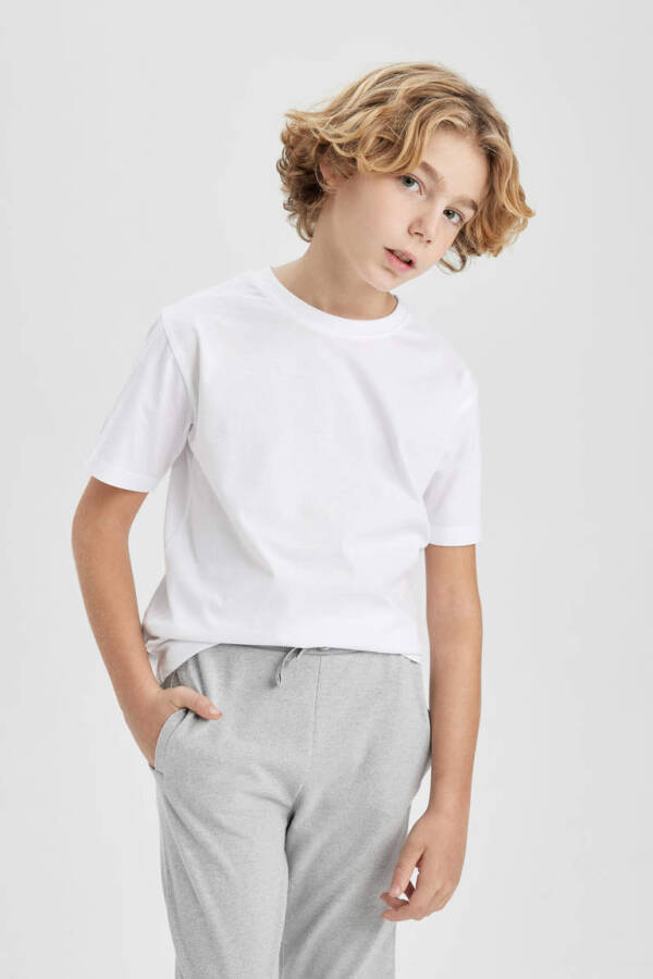 White Short Sleeve Bike Collar T-Shirt for Boys - 12