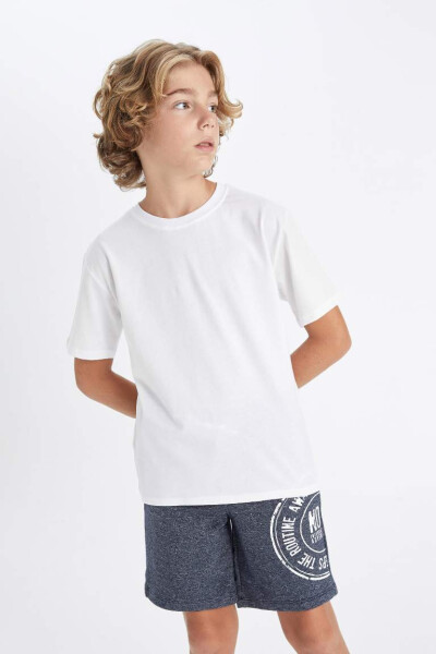 White Short Sleeve Bike Collar T-Shirt for Boys - 1