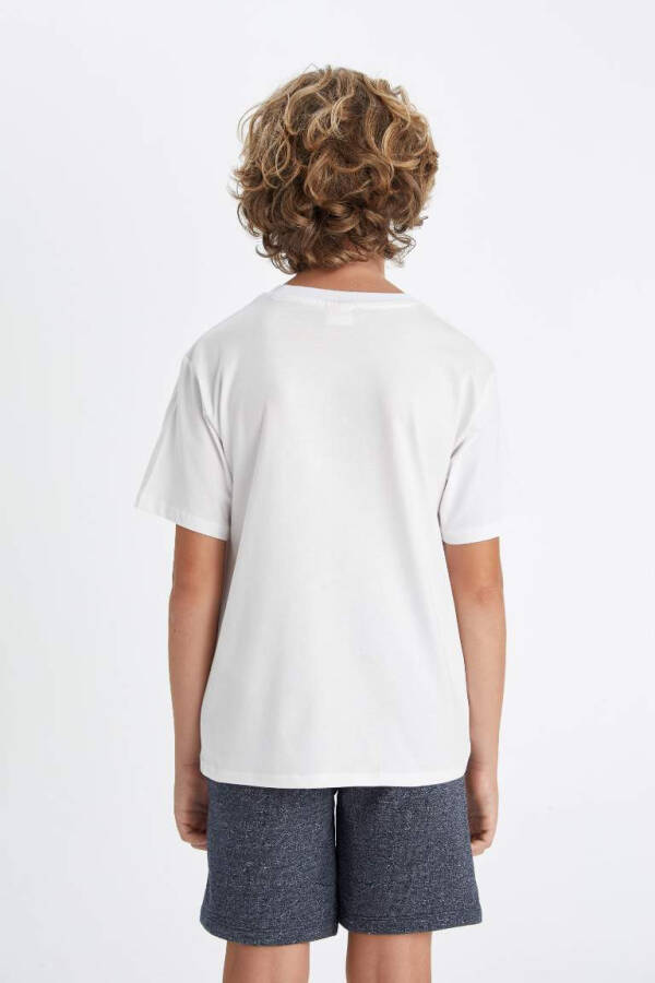 White Short Sleeve Bike Collar T-Shirt for Boys - 3