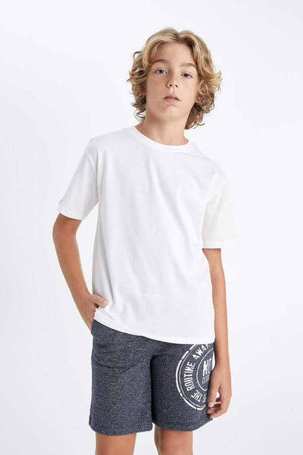 White Short Sleeve Bike Collar T-Shirt for Boys - 6