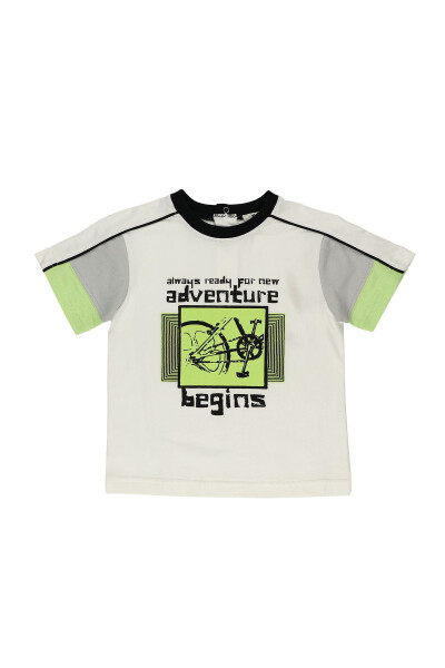 White Short Sleeve Printed T-Shirt for Baby Boys - 4