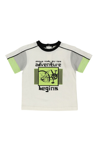 White Short Sleeve Printed T-Shirt for Baby Boys - 1