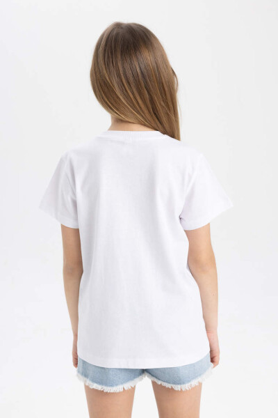 White Short-Sleeved Printed T-Shirt for Girls - 6