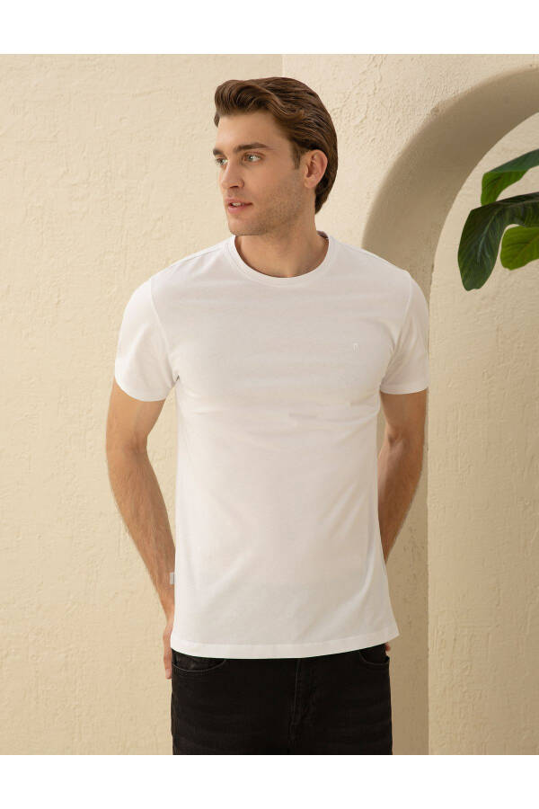 White Slim Fit Basic T-Shirt - 8