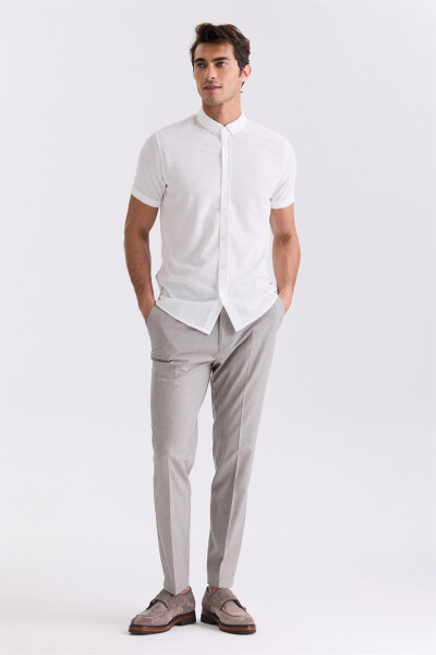 White Slim Fit Button-Up T-Shirt - 2