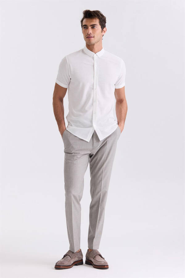 White Slim Fit Button-Up T-Shirt - 2