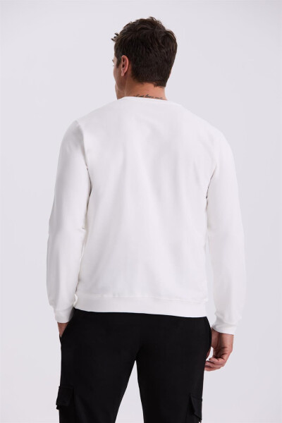 White Slim Fit Crew Neck Slim Fit Printed 100% Cotton Sweatshirt - 4