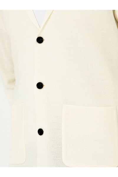 White Slim Fit V-Neck Knit Cardigan - 7