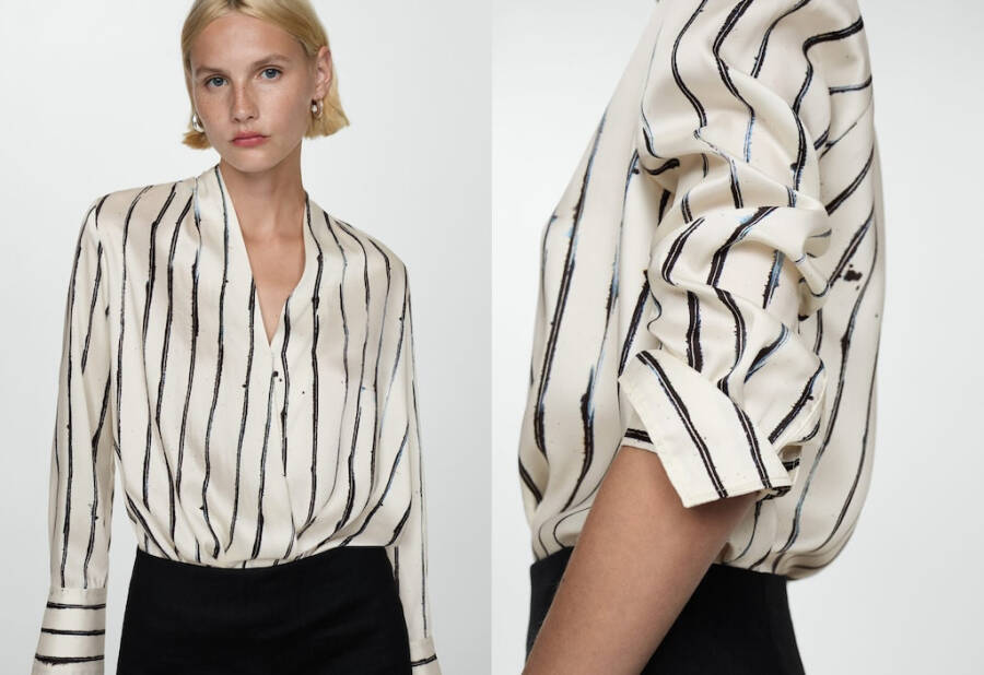 White striped envelope blouse - 5