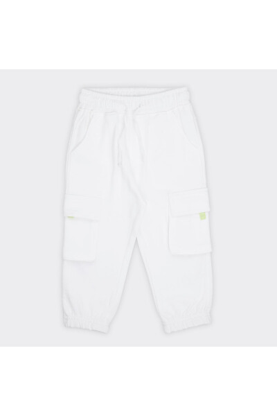 White Sweatpants with Pocket Detail for Baby Boys - 4