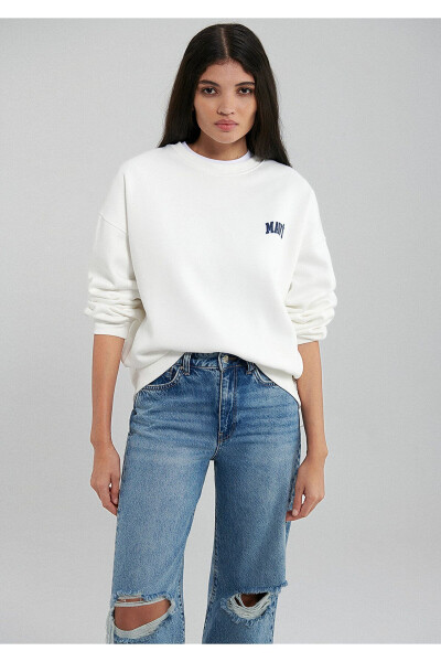 White Sweatshirt with Logo Print 1611600-81964 - 9