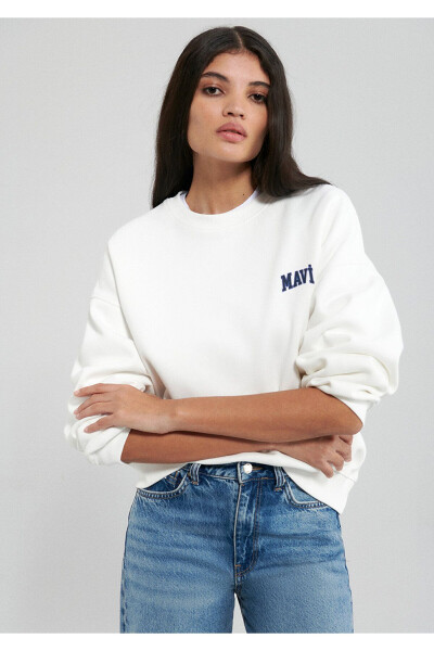 White Sweatshirt with Logo Print 1611600-81964 - 3