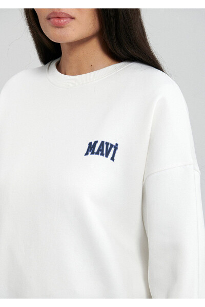 White Sweatshirt with Logo Print 1611600-81964 - 6